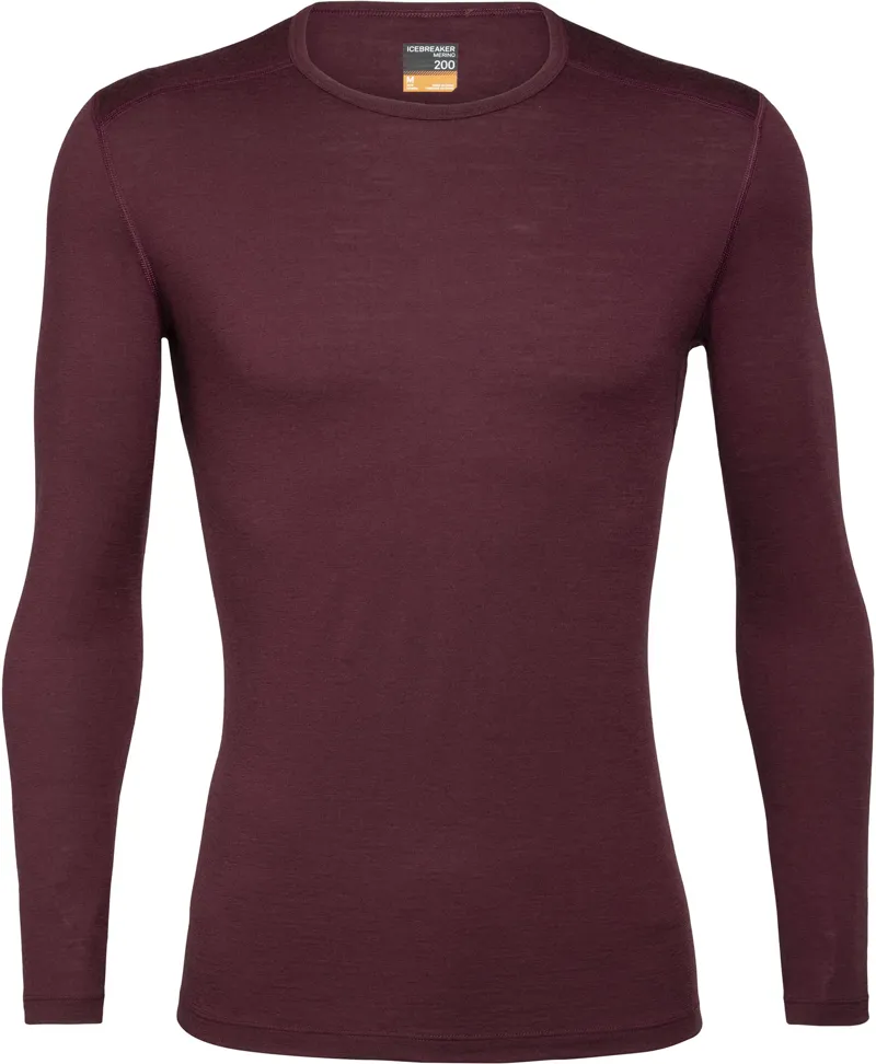Icebreaker Mens 200 Oasis LS Crewe Top - Redwood